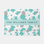 Muster der blauen Elefanten, Sterne, Ihr Name Fußmatte (Vorderseite)