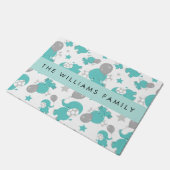 Muster der blauen Elefanten, Sterne, Ihr Name Fußmatte (Schrägansicht)