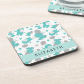 Muster der blauen Elefanten, Sterne, Ihr Name Getränkeuntersetzer (Linke Seite)