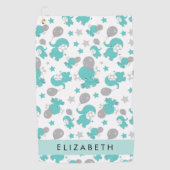 Muster der blauen Elefanten, Sterne, Ihr Name Golfhandtuch (Vorderseite)