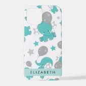 Muster der blauen Elefanten, Sterne, Ihr Name iPhone Hülle (Rückseite)