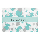 Muster der blauen Elefanten, Sterne, Ihr Name Kissenbezug (Vorderseite)