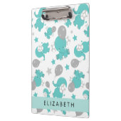 Muster der blauen Elefanten, Sterne, Ihr Name Klemmbrett (Links)