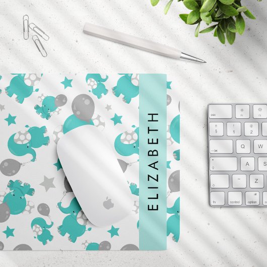 Muster der blauen Elefanten, Sterne, Ihr Name Mousepad