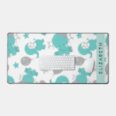 Muster der blauen Elefanten, Sterne, Ihr Name Schreibtischunterlage (Tastatur & Maus)