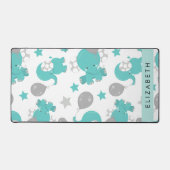 Muster der blauen Elefanten, Sterne, Ihr Name Schreibtischunterlage (Vorderseite)