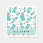 Muster der blauen Elefanten, Sterne, Ihr Name Serviette (Vorderseite)