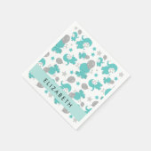 Muster der blauen Elefanten, Sterne, Ihr Name Serviette (Ecke)