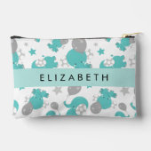 Muster der blauen Elefanten, Sterne, Ihr Name Zubehörtasche (Rückseite)