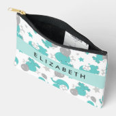Muster der blauen Elefanten, Sterne, Ihr Name Zubehörtasche (Offen)