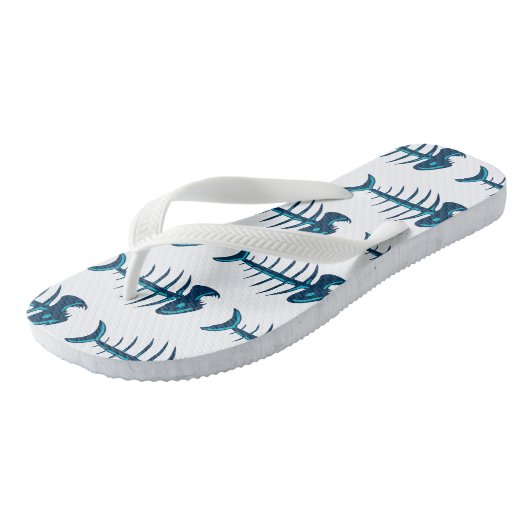 Muster der Blauen Fischknochen Badesandalen (Schrägansicht)