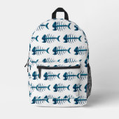 Muster der Blauen Fischknochen Bedruckter Rucksack (Vorderseite)