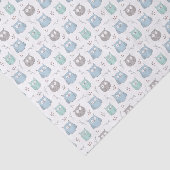 Muster der blauen grünen Owls und Blume Seidenpapier (Ausschnitt)