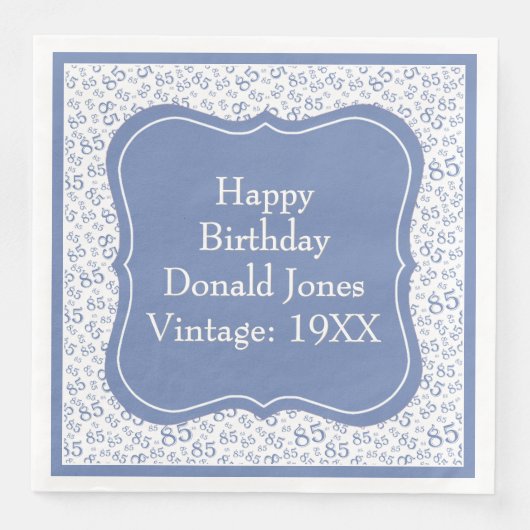 Muster der blauen/weißen Bracket-Nummer des 85. Ge Serviette (Vorderseite)