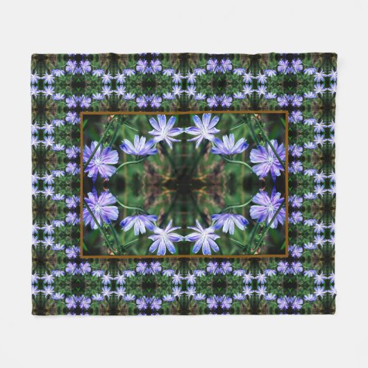 Muster der Blue Wild Chicory Blume Fleecedecke (Vorderseite (Horizontal))