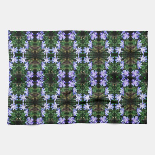 Muster der Blue Wild Chicory Blume Geschirrtuch (Horizontal)
