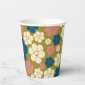 Muster der Blume - Blau, Olivgrün, Rosa und Creme Pappbecher (Rückseite)