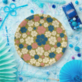 Muster der Blume - Blau, Olivgrün, Rosa und Creme Pappteller (Party)