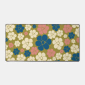 Muster der Blume - Blau, Olivgrün, Rosa und Creme Schreibtischunterlage (Vorderseite)