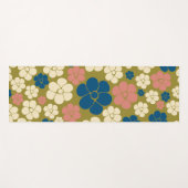 Muster der Blume - Blau, Olivgrün, Rosa und Creme Yogamatte (Vorderseite (Horizontal))