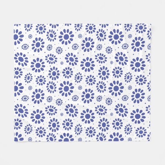 Muster der Blume Blau und Weiß Abstrakt Daisy Fleecedecke (Vorderseite (Horizontal))