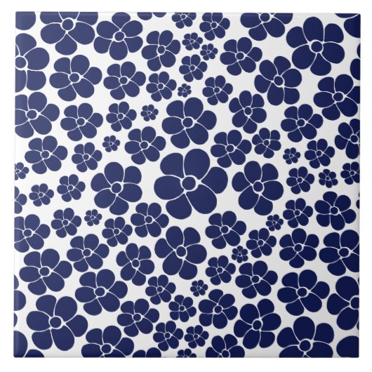 Muster der Blume - Blau und Weiß Fliese (Vorderseite)