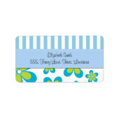 Muster der Blume, Blumenmuster, blaue Streifen Adressaufkleber (Vorne)