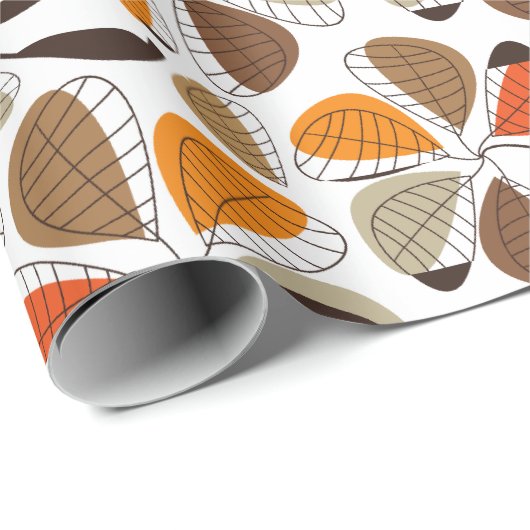 Muster der Blume, Blumenmuster, braun, orange Geschenkpapier (Rolleneckpunkt)
