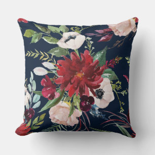 Muster der Blume Burgund und Rosa Kissen