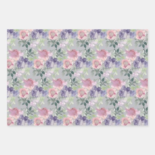 Muster der Blume der Aquarellblume Geschenkpapier Set (Vorderseite 2)