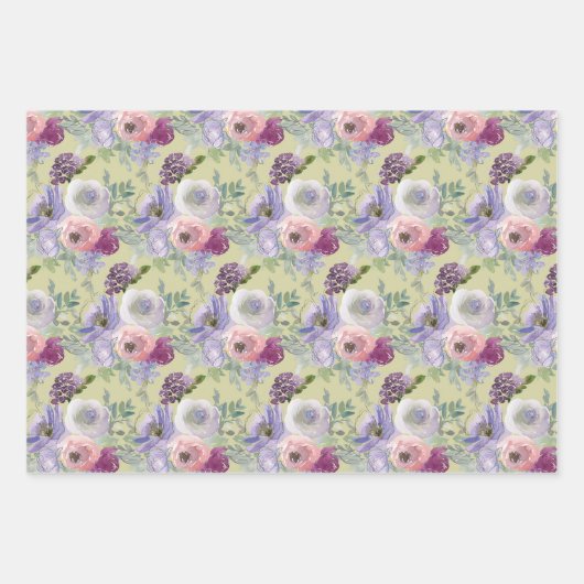 Muster der Blume der Aquarellblume Geschenkpapier Set (Vorderseite)