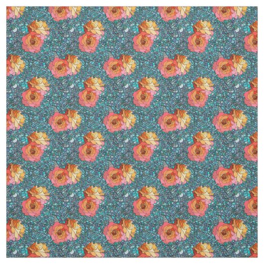 Muster der Blume der Rose gegen den mosaikischen H Stoff (Muster)