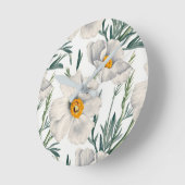 Muster der Blume des Baummohns Runde Wanduhr (Winkel)