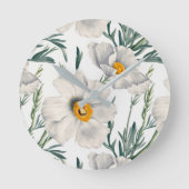 Muster der Blume des Baummohns Runde Wanduhr (Vorderseite)