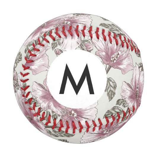 Muster der Blume des rosa Hibiskus Baseball (Vorderseite Links)