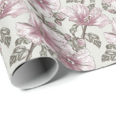 Muster der Blume des rosa Hibiskus Geschenkpapier (Rolleneckpunkt)