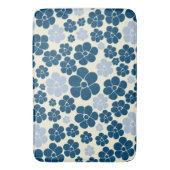 Muster der Blume - Dunkelblau, hellblau und cremef Badematte (Vorderseite Vertikal)