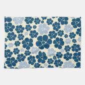 Muster der Blume - Dunkelblau, hellblau und cremef Geschirrtuch (Horizontal)