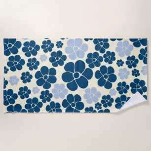 Muster der Blume - Dunkelblau, hellblau und cremef Strandtuch