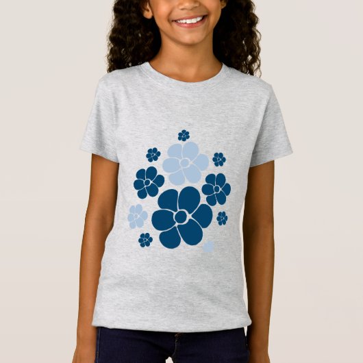 Muster der Blume - Dunkelblau, hellblau und cremef T-Shirt (Vorderseite)