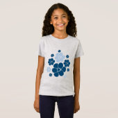 Muster der Blume - Dunkelblau, hellblau und cremef T-Shirt (Vorne ganz)
