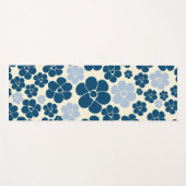 Muster der Blume - Dunkelblau, hellblau und cremef Yogamatte (Vorderseite (Horizontal))