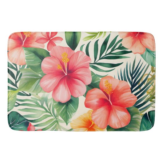 Muster der Blume für tropischen Hibiskus Badematte (Vorderseite)