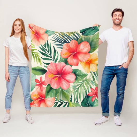Muster der Blume für tropischen Hibiskus Fleecedecke (Beispiel)
