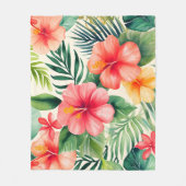 Muster der Blume für tropischen Hibiskus Fleecedecke (Vorderseite)