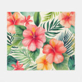 Muster der Blume für tropischen Hibiskus Fleecedecke (Vorderseite (Horizontal))