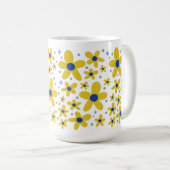Muster der Blume Gelb & Blau Kaffeetasse (VorderseiteRechts)