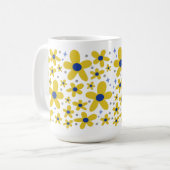Muster der Blume Gelb & Blau Kaffeetasse (Vorderseite Links)