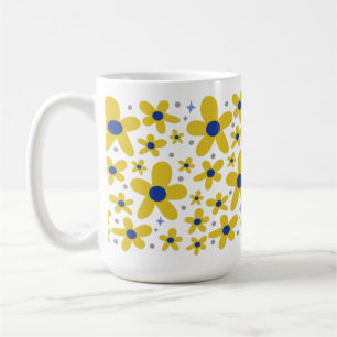 Muster der Blume Gelb & Blau Kaffeetasse