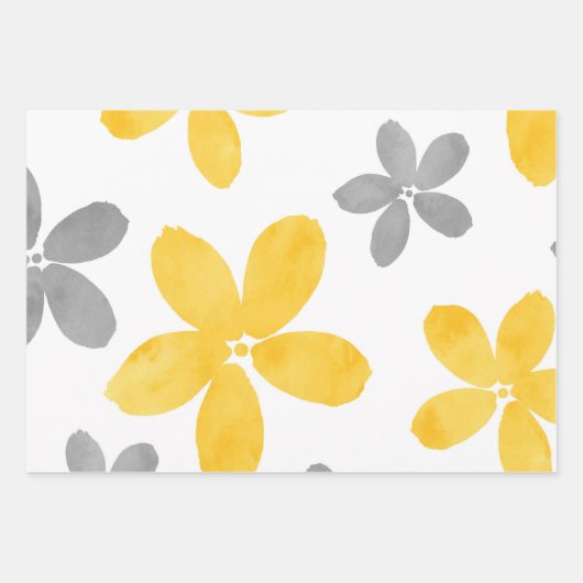 Muster der Blume Gelb/Grau Geschenkpapier Set (Vorderseite 3)